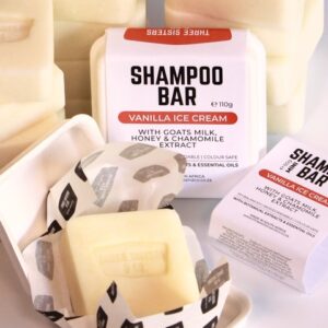 Vanilla Ice Cream Shampoo Bar with nourishing Goats Milk & Raw Honey for Normal to Dry Hair.